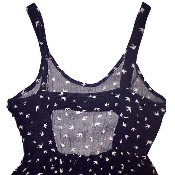 Sundress w/ Birds Cut Out Back Sleeveless Asymmetrical Navy Adam Levine Large - Picture 7 of 16